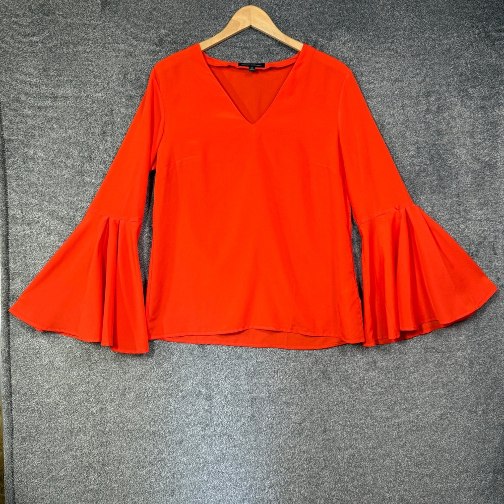 Banana Republic Blouse Top Womens M Orange‎ V-Neck Bell Sleeve Boho Chic